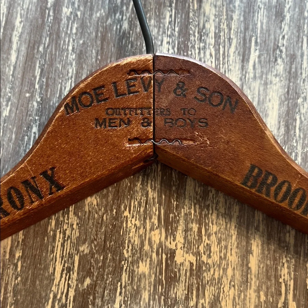 Moe Levy & Sons authentic vintage Wooden Clothes Hanger. NY FASHION